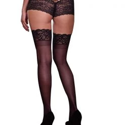 Dreamgirl Sheer Thigh High Stockings With Lace Top