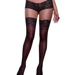 Dreamgirl Sheer Thigh High Stockings With Lace Top