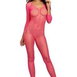 Dreamgirl Fishnet Long Sleeve Crotchless Bodystocking Hosiery