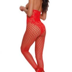 Dreamgirl Open- Cup Bodystocking With Halter Ties
