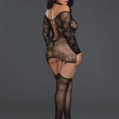 Dreamgirl Lace Patterned Knit Garter Dress