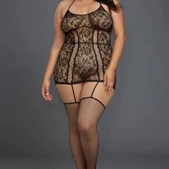 Dreamgirl Hosiery Garter Dress With Attached Thigh Hi 8 Dreamgirl Hosiery Garter Dress With Attached Thigh Hi