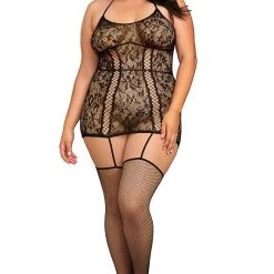 Dreamgirl Hosiery Garter Dress With Attached Thigh Hi