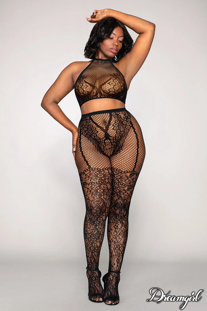 Dreamgirl Fishnet 2PC Bodystocking Set 2 Dreamgirl Fishnet 2PC Bodystocking Set