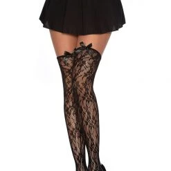 Dreamgirl Hosiery Lace Bow Thigh Hi