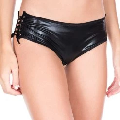 Music Legs Wet Look Crotchless Panty Lingerie