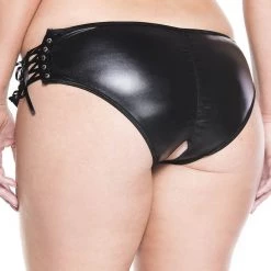 Music Legs Lingerie Wet Look Crotchless Panty