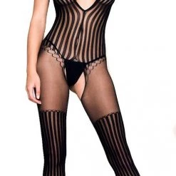 Music Legs Striped Bodystocking
