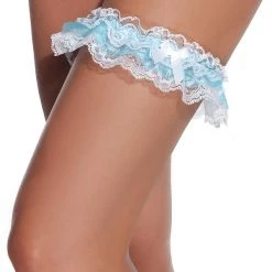 Coquette Christmas Gathered Lace Leg Garter With Satin Bow Detail