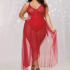 Dreamgirl Christmas Lace Teddy & Maxi Skirt Set