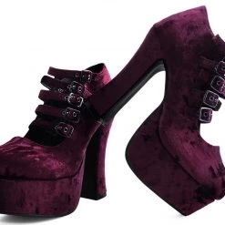 TUK A9437L Burgundy Velvet Strappy Spice Platform Heel Women