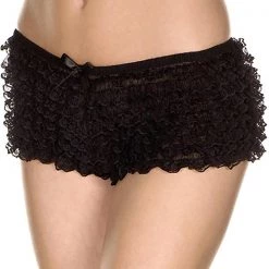 Music Legs Mesh Lace Ruffle Trim Tanga Short Panties
