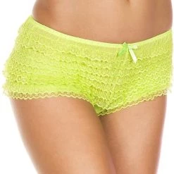Music Legs Mesh Lace Ruffle Trim Tanga Short Panties