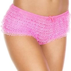 Music Legs Mesh Lace Ruffle Trim Tanga Short Panties