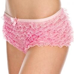 Music Legs Mesh Lace Ruffle Trim Tanga Short Panties