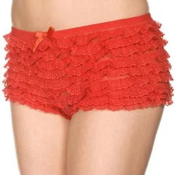 Music Legs Mesh Lace Ruffle Trim Tanga Short Panties