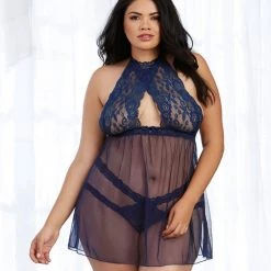 Dreamgirl Christmas High Neck Halter Babydoll