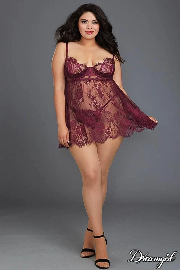 Dreamgirl Christmas Eyelash Lace Babydoll 1 Dreamgirl Christmas Eyelash Lace Babydoll