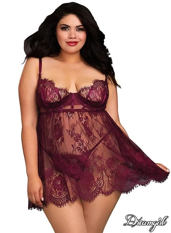 Dreamgirl Christmas Eyelash Lace Babydoll 3 Dreamgirl Christmas Eyelash Lace Babydoll