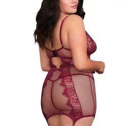 Dreamgirl Fishnet & Eyelash Lace Garter Slip Christmas