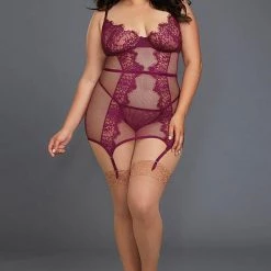 Dreamgirl Fishnet & Eyelash Lace Garter Slip Christmas