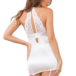 Dreamgirl Pearl Collar Garter Slip Lingerie