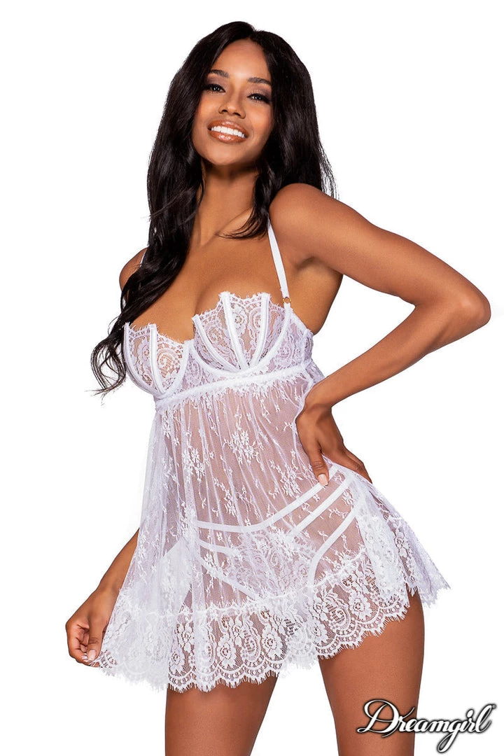 Dreamgirl Eyelash Lace Babydoll Bridal 1 Dreamgirl Eyelash Lace Babydoll Bridal