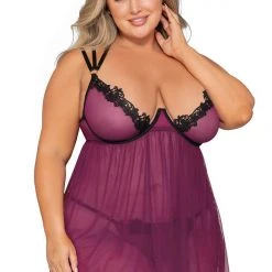 Dreamgirl Sheer Mesh Venice Lace Babydoll Lingerie