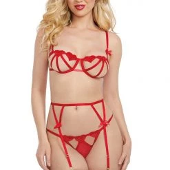Dreamgirl Christmas 3PC Strappy Heart Set