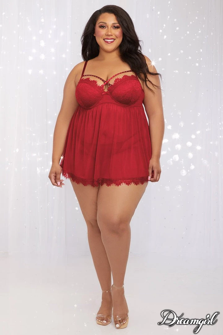 Dreamgirl Studded Strappy Babydoll Christmas 2 Dreamgirl Studded Strappy Babydoll Christmas