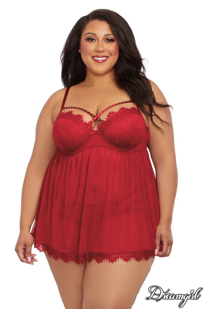 Dreamgirl Studded Strappy Babydoll Christmas 1 Dreamgirl Studded Strappy Babydoll Christmas
