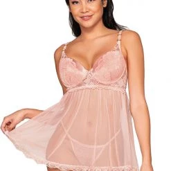 Dreamgirl Velvet And Lace Overlay Babydoll