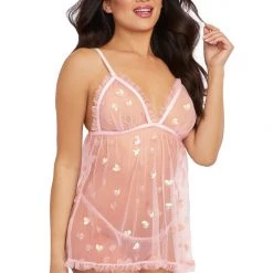 Dreamgirl Lingerie Sequin Heart Babydoll