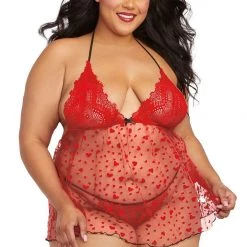 Dreamgirl Heart Print Babydoll