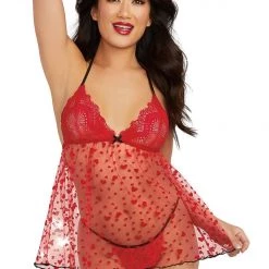 Dreamgirl Heart Print Babydoll