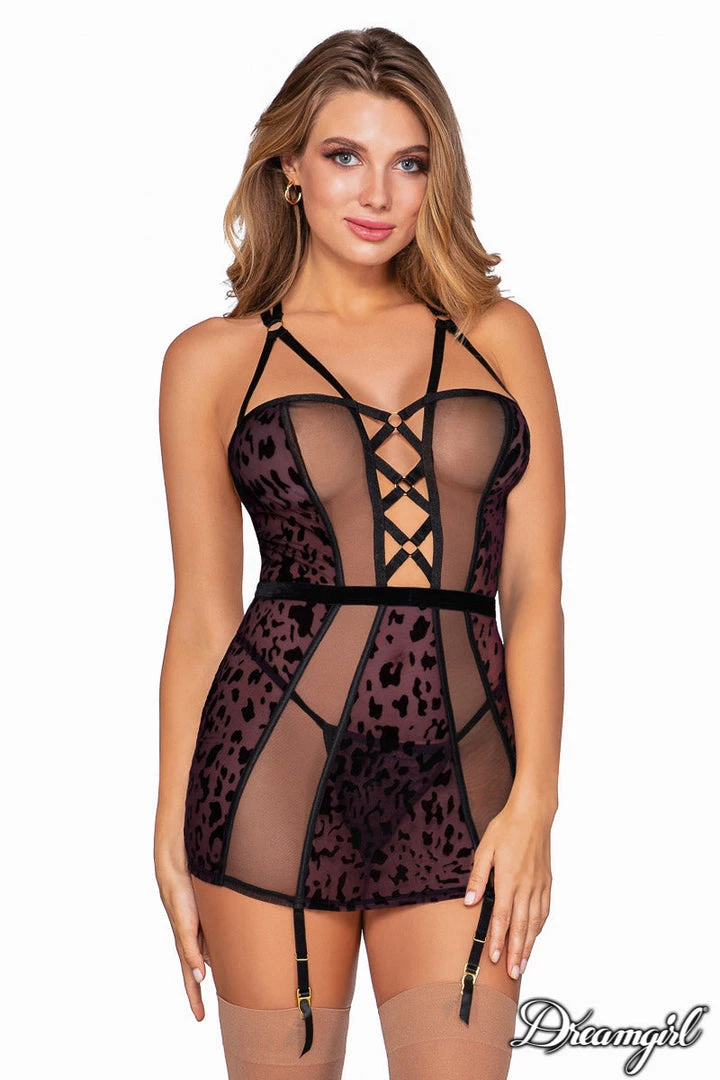 Dreamgirl Cheetah Garter Slip Lingerie 1 Dreamgirl Cheetah Garter Slip Lingerie