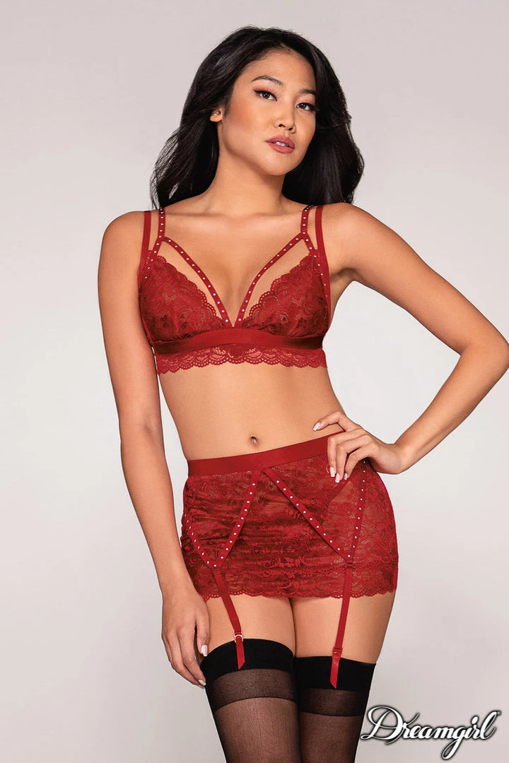 Dreamgirl 3PC Lace Stud Set Christmas 2 Dreamgirl 3PC Lace Stud Set Christmas