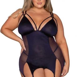 Dreamgirl Sheer Mesh Strappy Garter Slip Christmas