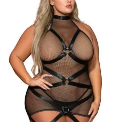 Dreamgirl Stretch Fishnet Garter Teddy
