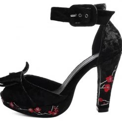 TUK A9446L Black Velvet & Red Blossom Starlet Heel Women