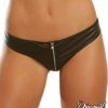 Dreamgirl Leather Look And Stretch Mesh Cheeky Panty