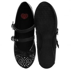 Women TUK A9435L Black Double Strap Studded Ballet Flat