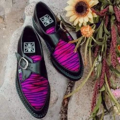 TUK A9513 Black Tukskin™ & Zebra Pointed Buckle Creeper