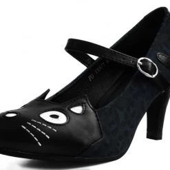 TUK A9445L Black & Grey Leopard Kitty Mary Jane Heel Women