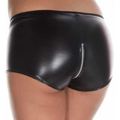 Music Legs Panties Wet Look Zip Up Shorts