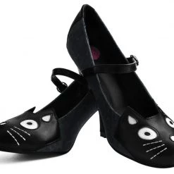 TUK A9445L Black & Grey Leopard Kitty Mary Jane Heel Women