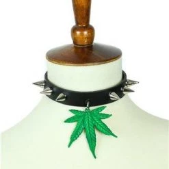 Funk Plus GREEN GANJA KNIFE SPIKE CHOKER Christmas