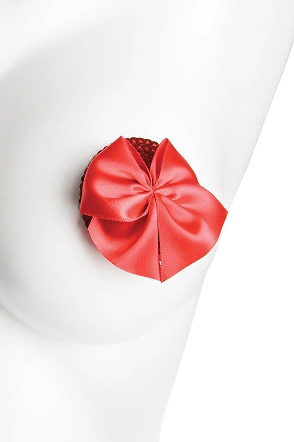 Coquette Round Sequin Pasties With Satin Bow 3 Coquette Round Sequin Pasties With Satin Bow