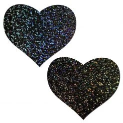 Pastease Love: Black Glitter Hearts Nipple Pasties Festival