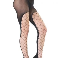 Coquette Hosiery Diamond Net And Opaque Stockings